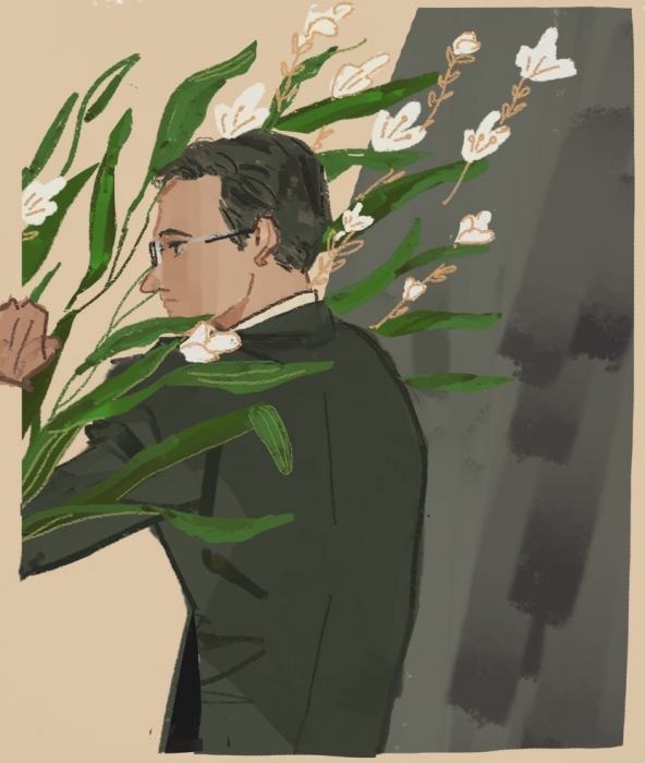 西裝和花