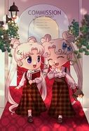 美少女戰士 同人 Q版 英倫學院風 宇宙x公主 A6明信片