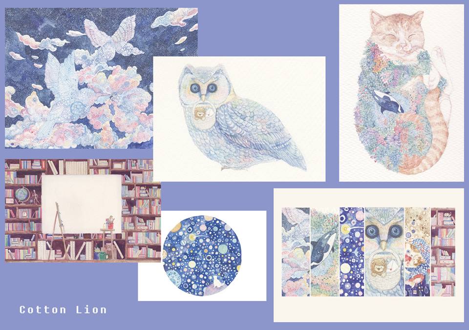 (原創)棉花獅插畫明信片