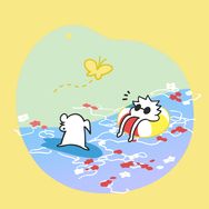 夏五概念 瀏海腿海邊玩水 流沙厚壓克力 附小卡