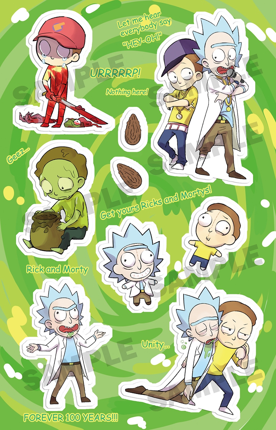 Rick&amp;Morty-9*14cm 爺孫貼紙