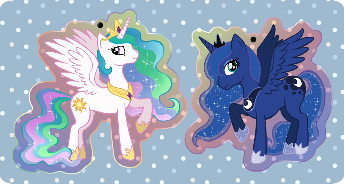 【MLP】彩虹小馬鐳射壓克力吊飾-日月雙公主