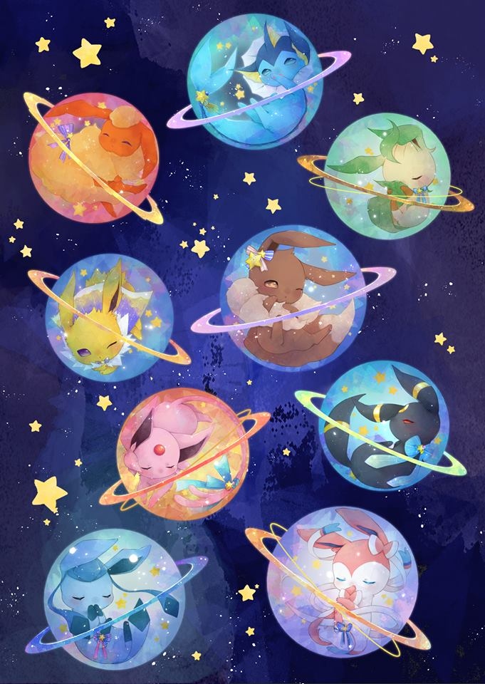 【Pokemon】伊布家族 星球系列 雷射星星膜刀膜貼紙