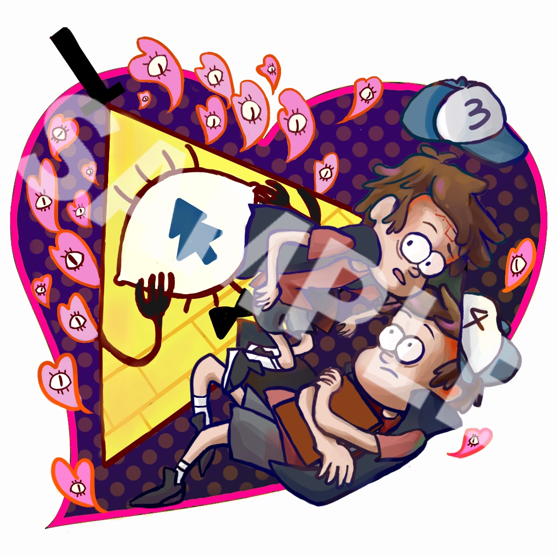 Bill&amp;Clone Dipper  雙面同圖壓克力吊飾