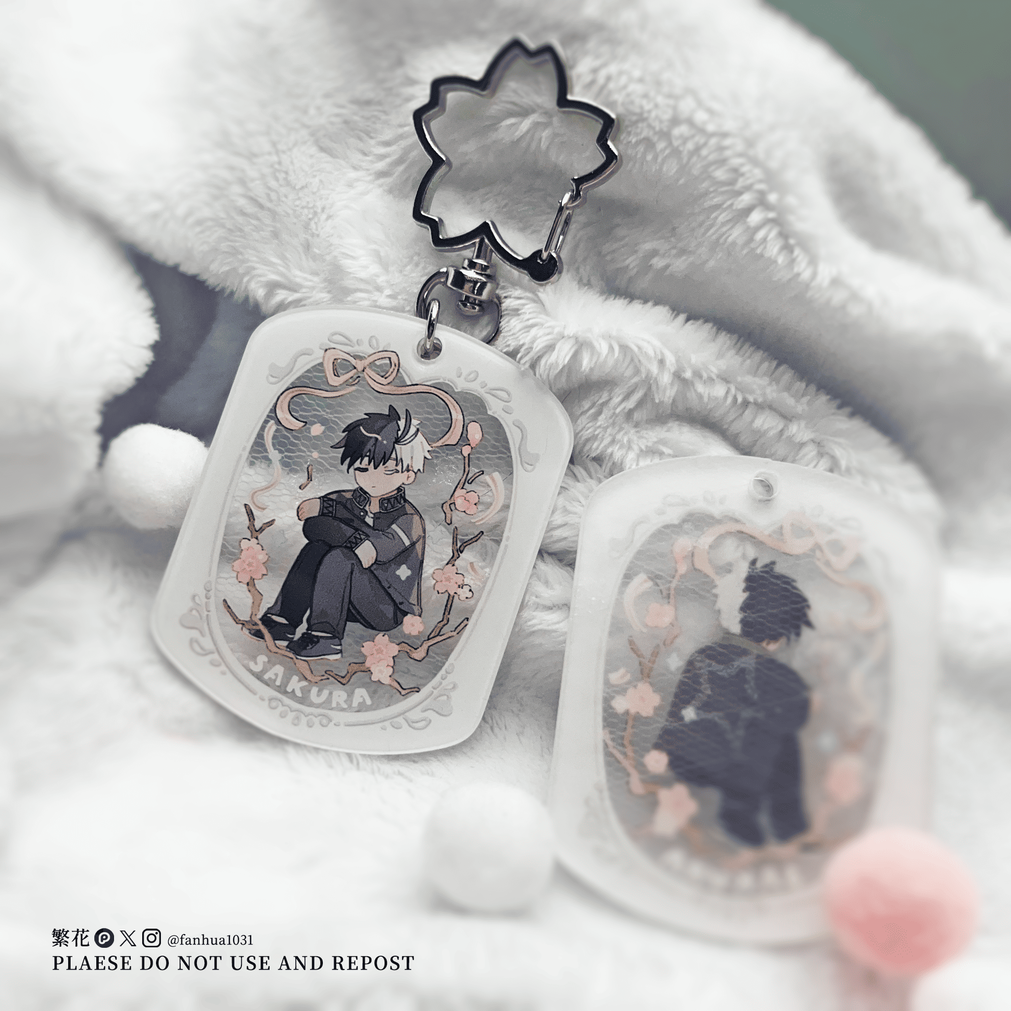 【防風少年】櫻遙白蕾絲壓克力吊飾