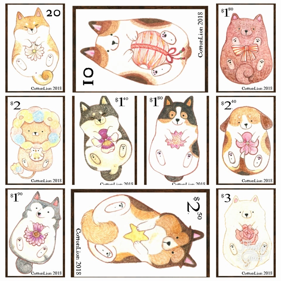 狗狗插畫郵票貼紙