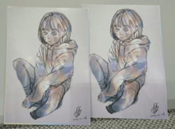 【原創】手繪風 帽T女孩 明信片
