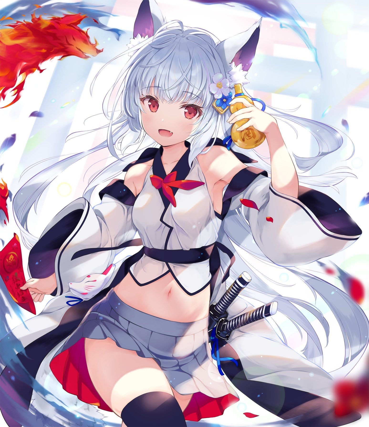 きつねさま降臨A1掛軸【F38】