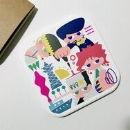 四部承花仗露方形吸水陶瓷杯墊