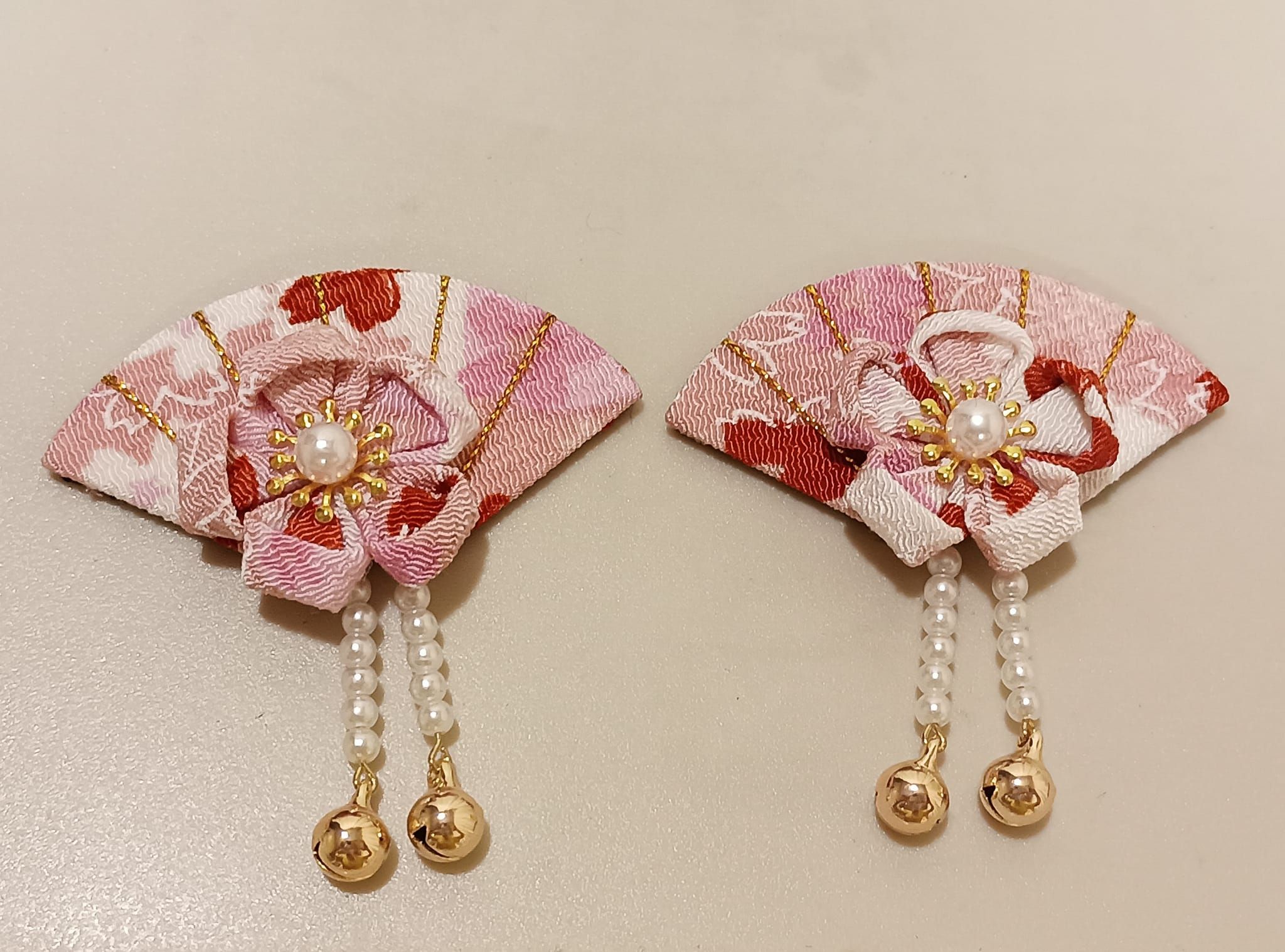原創-DIY手作扇型日式和風慶典髮飾品鴨嘴夾組