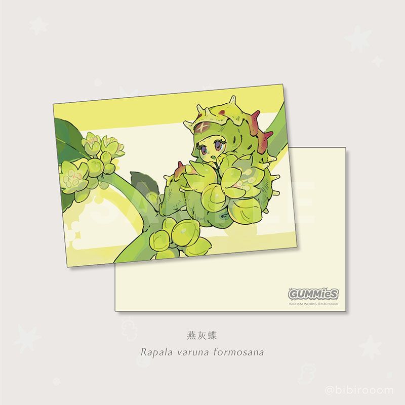 昆蟲少女 燕灰蝶幼蟲 明信片