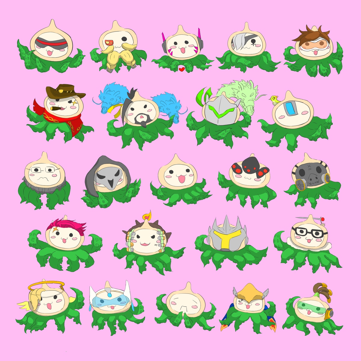 Overwatch桃子章魚眼鏡布