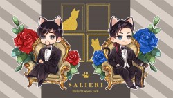 搖滾莫札特Flo薩&班薩貓咪紅藍玫瑰立牌