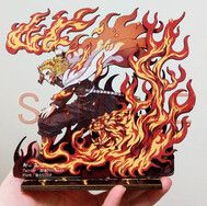 《鬼滅之刃》伍之型炎虎｜雙層木頭雷雕｜立牌