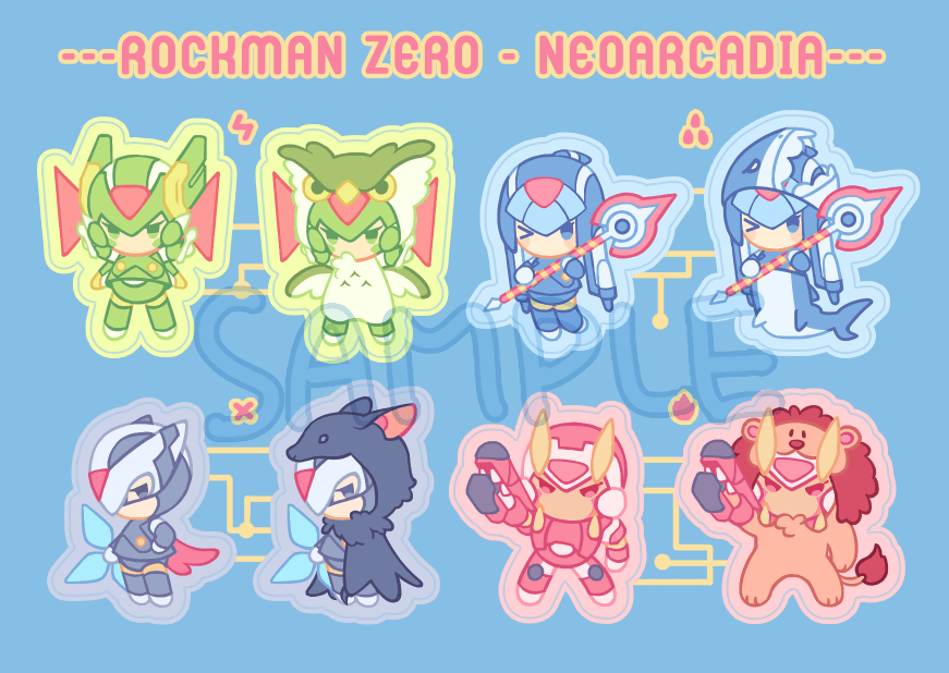 RockmanZ_四天王銅版刀模貼紙