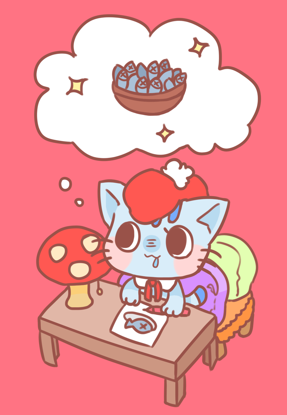 【原創/無料】不想趕稿只想吃的貓 小卡