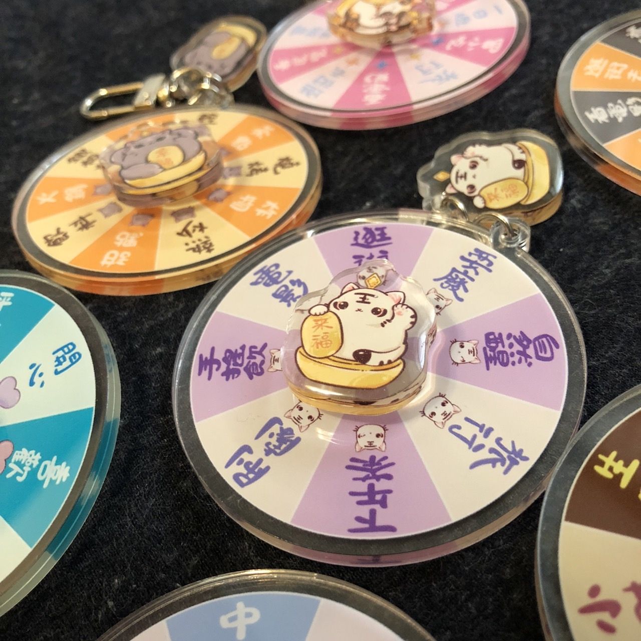 原創/白虎喵/壓克力轉盤吊飾