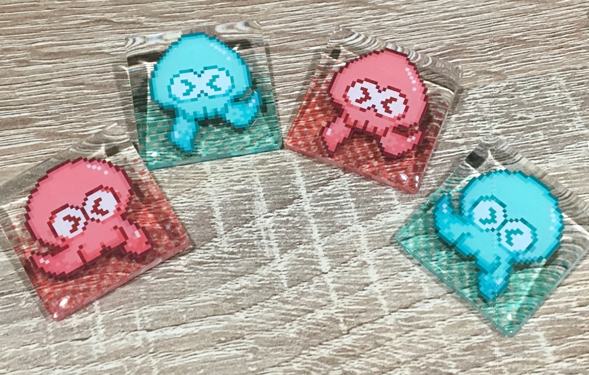 ［splatoon] 點陣的海產們！ / 滴膠壓克力別針 / 滴膠壓克力領夾