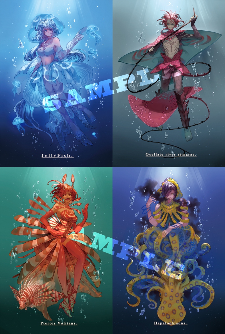 有毒海洋生物擬人透明套卡