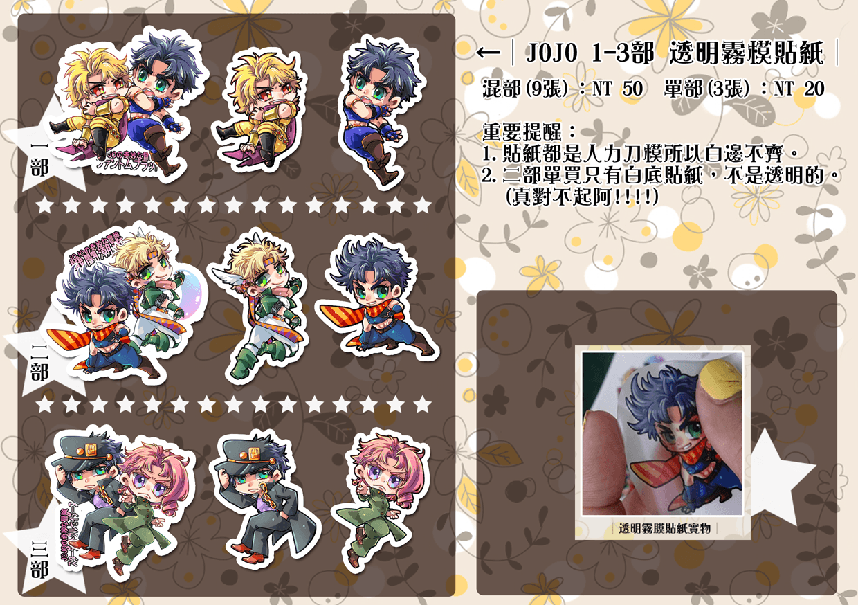 【JOJO】1 - 3部 貼紙