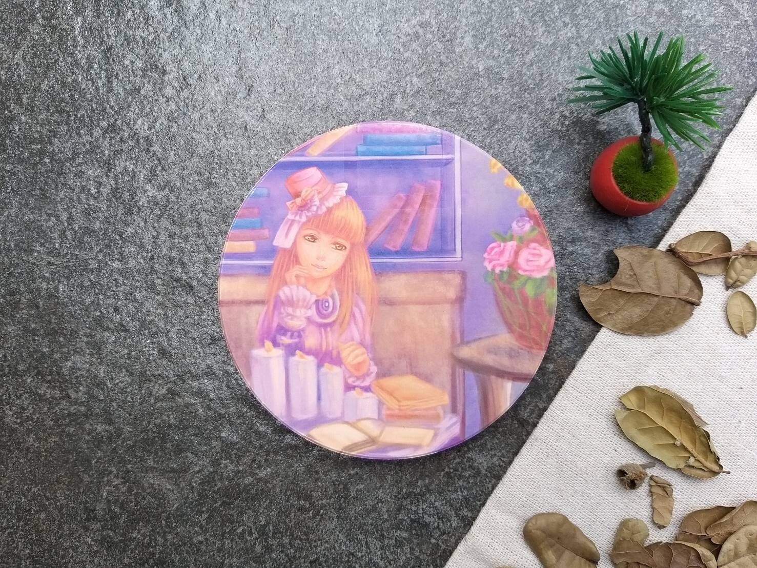 蘿莉女孩陶瓷吸水杯墊