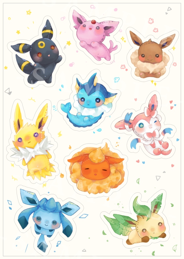 【Pokemon】伊布家族娃娃系列 刀模貼紙