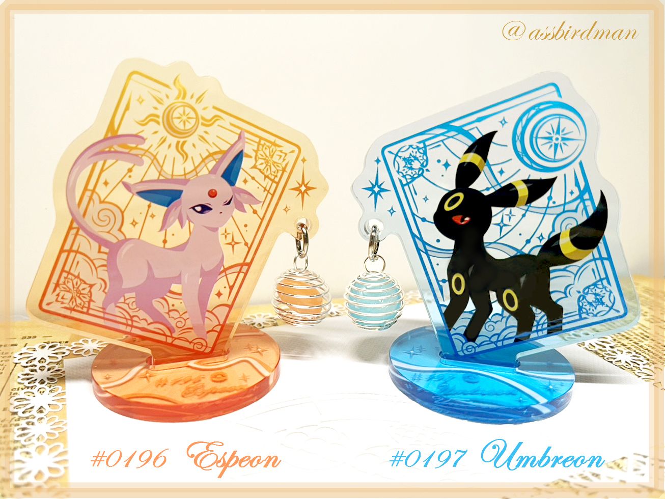 【精靈寶可夢】日&amp;月 太陽伊布 月伊布 - 夜光石立牌