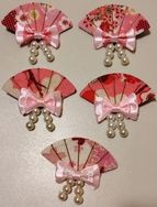 原創-DIY手作蝴蝶結扇型日式和風慶典髮飾品鴨嘴夾