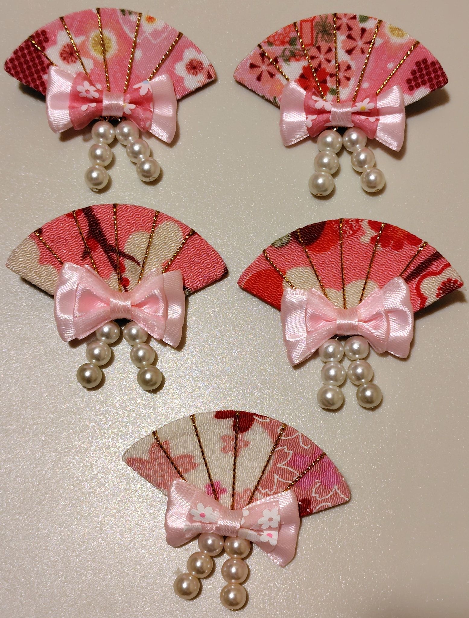 原創-DIY手作蝴蝶結扇型日式和風慶典髮飾品鴨嘴夾