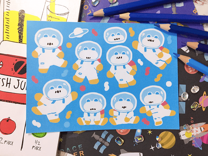 【原創】宇宙熊滿板貼紙