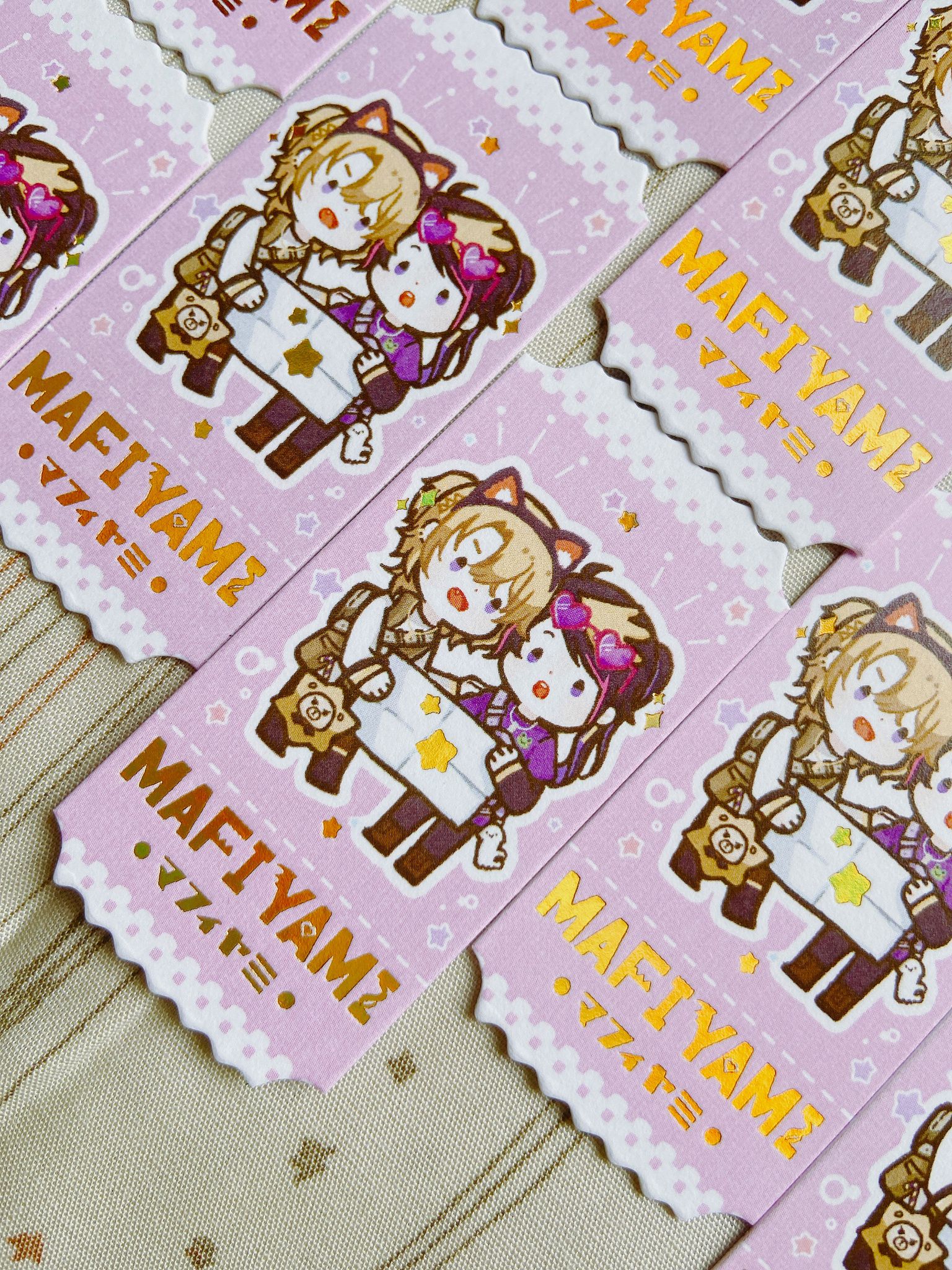 にじさんじEN Luca &amp; Shu Mafiyami 遊樂園燙金票券貼紙3入