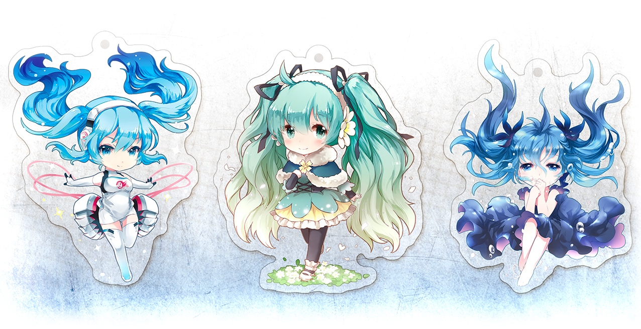 初音MIKU，透明吊飾，立牌，賽車初音，雪初音，夏雪草，深海少女