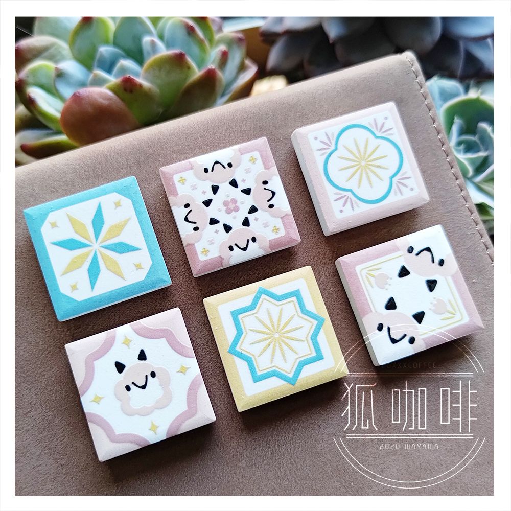 ［狐咖啡］帕狐花磚 / 陶瓷磁鐵 / 轉印貼紙 / 明信片 / PUFFOX / FOXXXCOFFEE