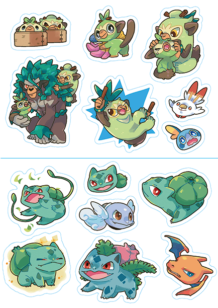 【POKEMON】啪咚猴 / 妙蛙種子 模造紙刀模貼紙