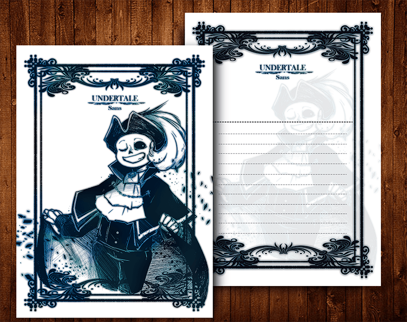 【UNDERTALE 】素描風SANS古典禮裝雙面明信片
