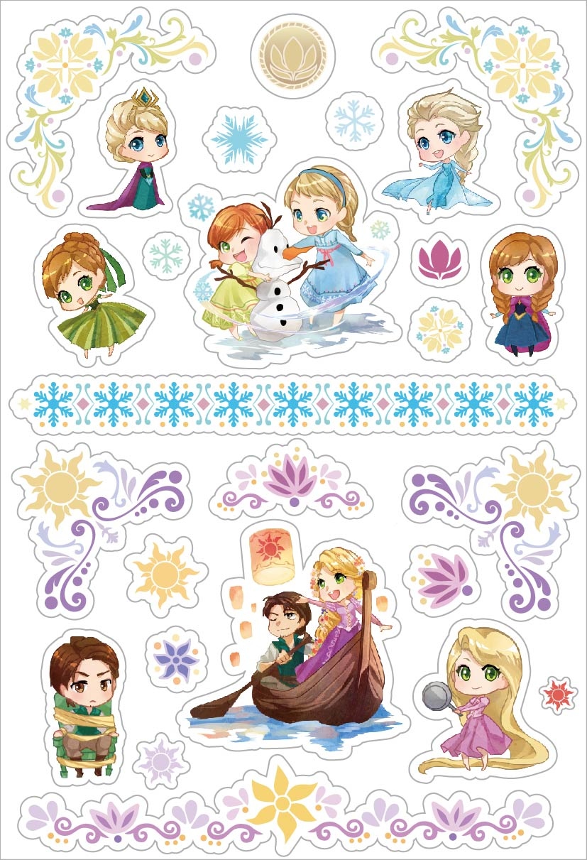 冰雪奇緣&amp;魔髮奇緣 透明白墨刀模貼紙