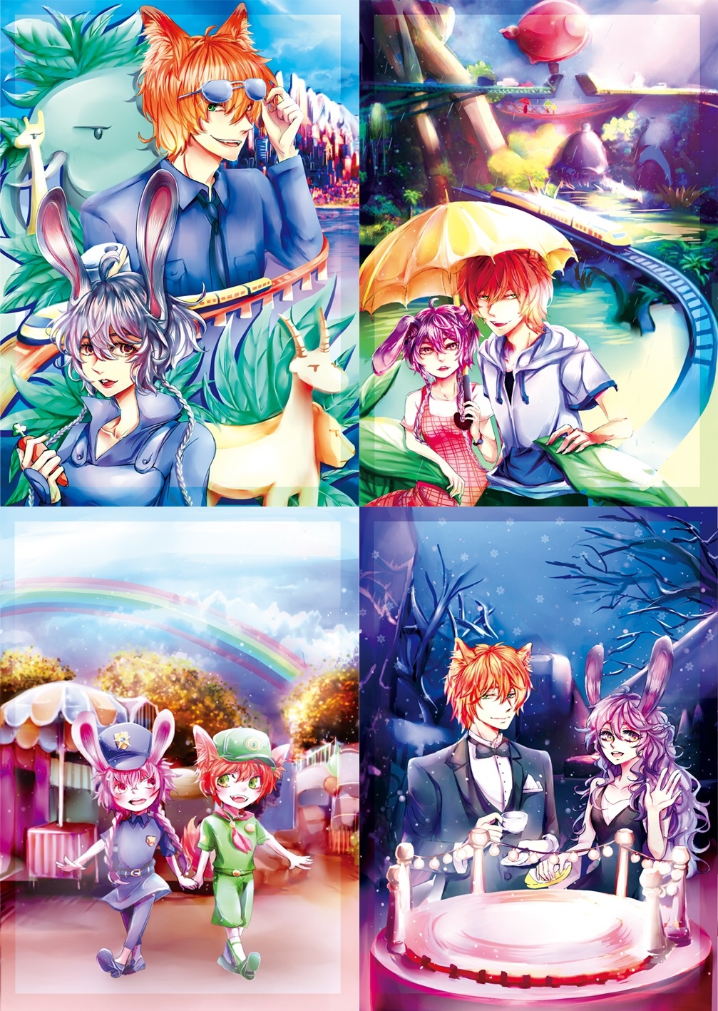 zootopia 動物方城市 春.夏.秋.冬 明信片套組