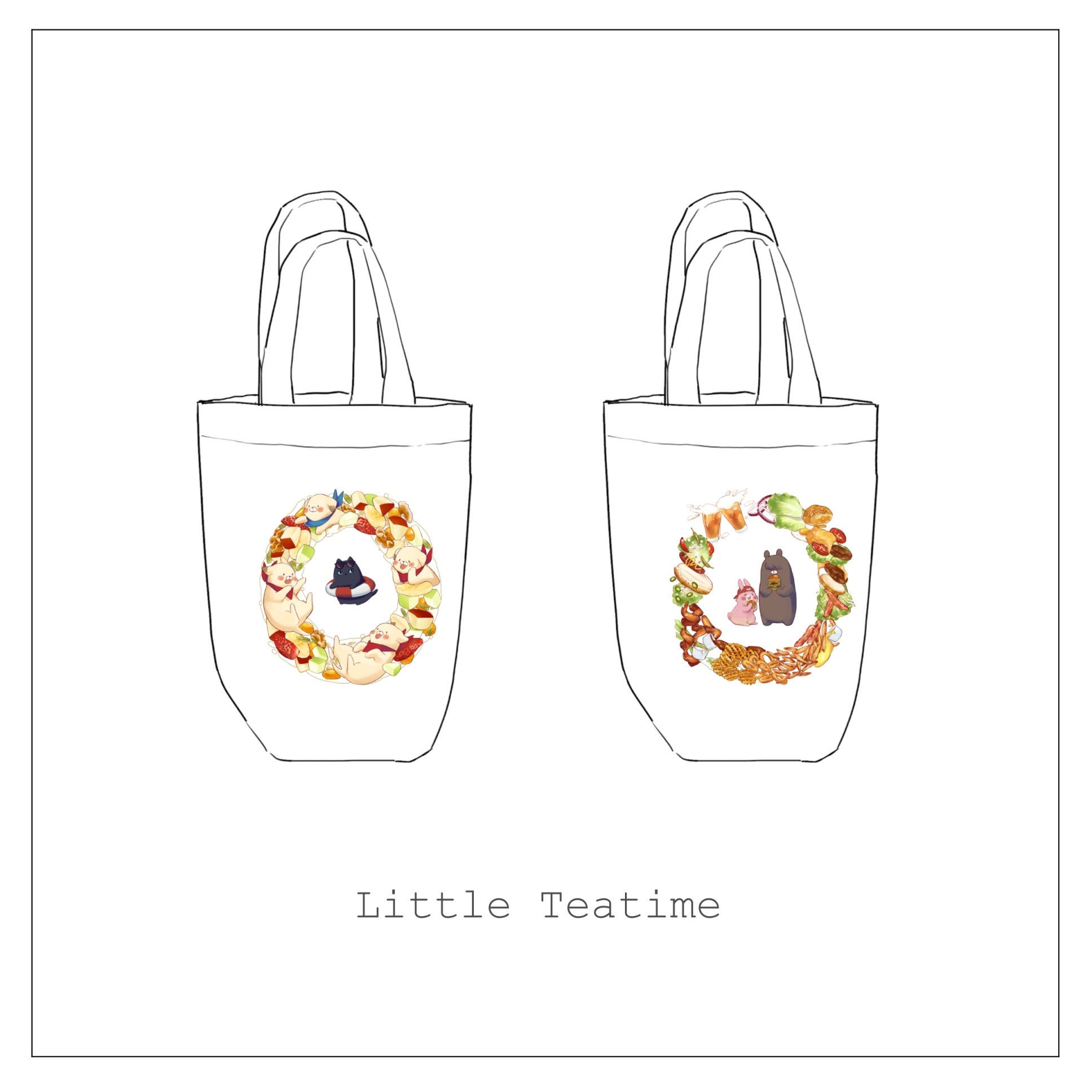 原創 Little Teatime 垃圾食物&amp;水果麥片 飲料袋