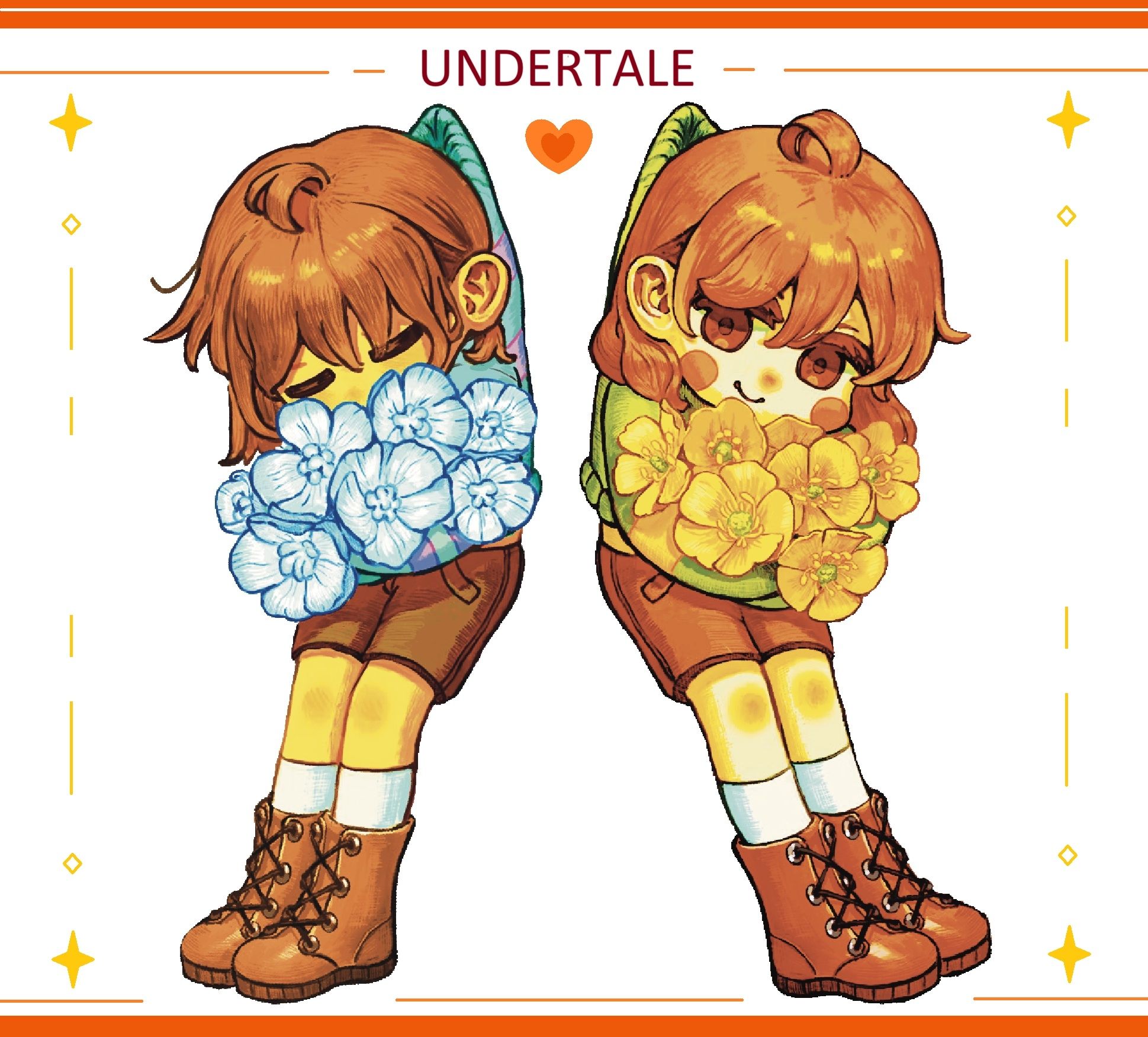 UNDERTALE吊飾  Chara with golden flowers / Frisk with echo flowers