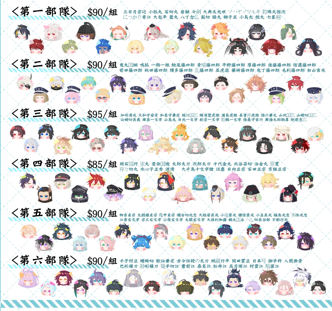 ◈刀劍糰舞◈第一-六部隊◈全斷貼紙
