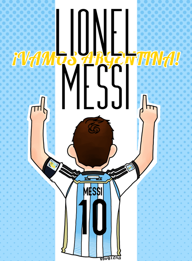 【2014 巴西世界盃明信片-阿根廷 10 messi】