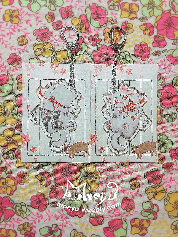 【搖滾喵喵】原創◆福貓報喜◆透明壓克力吊飾◆燙銀+滴膠◆限量