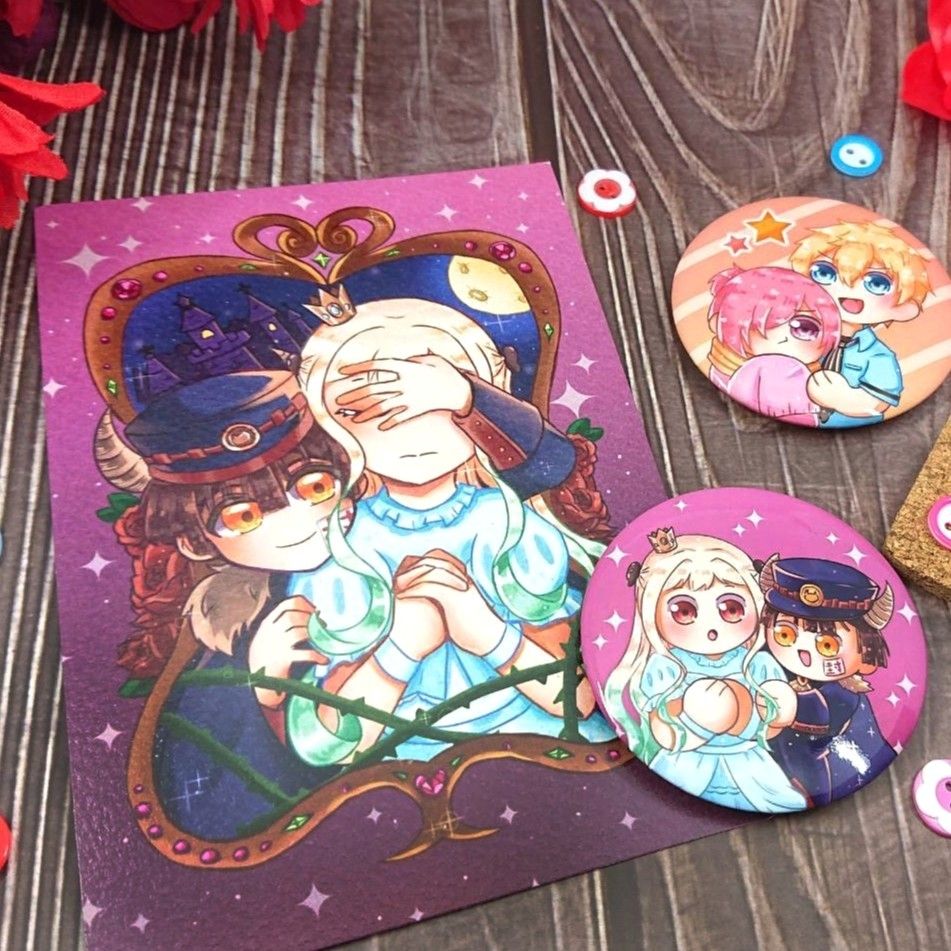 【地縛少年花子君】花寧魔王與公主胸章明信片套組