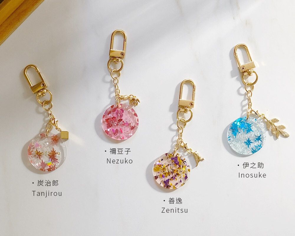 CWT-T25 鬼滅之刃週邊 印象 燙金壓克力鑰匙圈 魚糕組