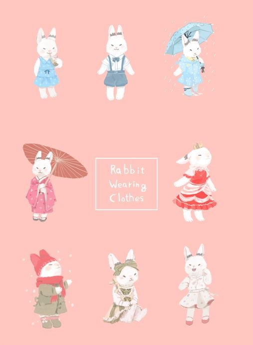 原創《兔子穿衣服》空白筆記本