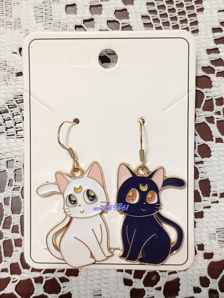 Sailor Moon美少女戰士-DIY同人衍生耳環&amp;印象飾品手作耳勾&amp;貓咪造型不對襯耳夾