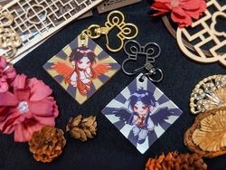 【妖怪學校的菜鳥老師】朱雀/蘭丸金銀鏡面吊飾
